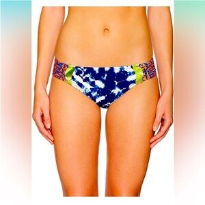 NWT HIPSTER Side Shirred size 10 Blue and Green Tie-Dye Bikini Bottom